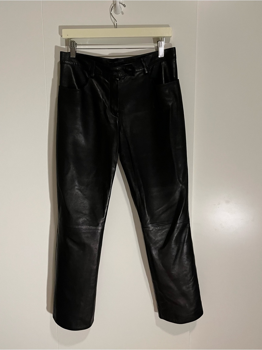 Prada Black leather Straight-Leg Trousers